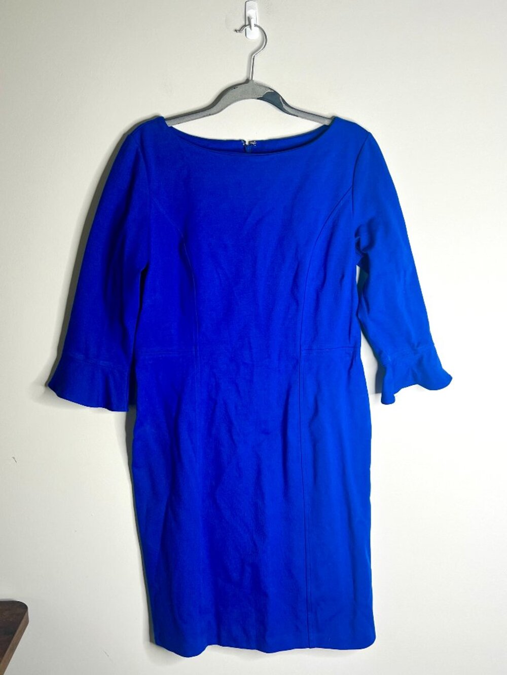 Talbots Royal Blue Sheath Dress Modest Career Wedding Guest Dress 3/4 Sleeve 10P